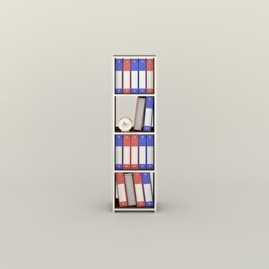 Klasörlük Raflı Börteçin Cvz 140*40*30 Kitaplık Ofis Arkalıksız Beyaz