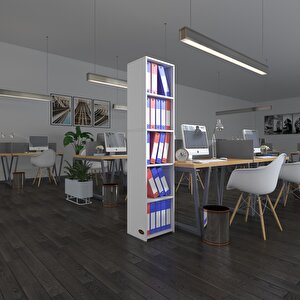 Klasörlük Raflı Kutadgu Byz 175*40*30 Kitaplık Ofis Arkalıksız Beyaz