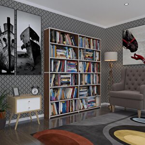 Kitaplık Süper Ga 180*160*19 Cvz 6 Katlı 2 Bölme Çift Bölme Opsiyonlu Ofis Mutfak Banyo Dolabı Arkalıksız Beyaz