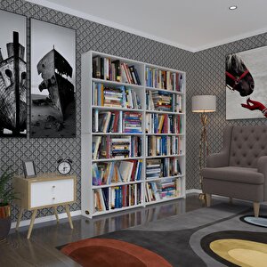 Kitaplık Süper Ga 180*160*19 Byz 6 Katlı 2 Bölme Çift Bölme Opsiyonlu Ofis Mutfak Banyo Dolabı Arkalıksız Beyaz