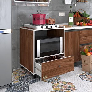 Ocak Dolabı Nevresel Cvz 85*70*60 Xlarge Çekmeceli Hazır Mutfak Klasik Setüstü Ocak Için Sabit Tabla Ceviz