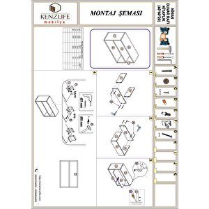 Kenzlife Kitaplık Nihan 040*060*20 Cvz Duvar Rafı