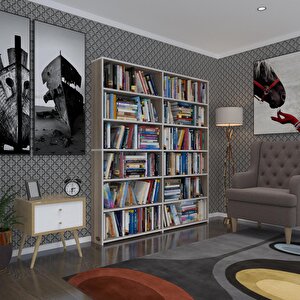 Kitaplık Süper Ga 180*160*19 Crd 6 Katlı 2 Bölme Çift Bölme Opsiyonlu Ofis Mutfak Banyo Dolabı Arkalıksız Beyaz