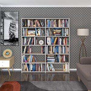 Kitaplık Süper Ga 180*160*19 Crd 6 Katlı 2 Bölme Çift Bölme Opsiyonlu Ofis Mutfak Banyo Dolabı Arkalıksız Beyaz