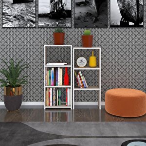 Kitaplık Süper Ga 180*40*19 Crd 6 Katlı Tek Bölme Çift Bölme Opsiyonlu Ofis Mutfak Banyo Dolabı Arkalıksız Beyaz