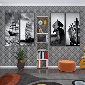 Kitaplık Süper Ga 180*40*19 Crd 6 Katlı Tek Bölme Çift Bölme Opsiyonlu Ofis Mutfak Banyo Dolabı Arkalıksız Beyaz