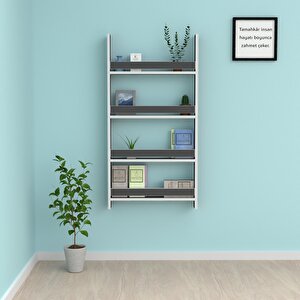 Kitaplık Fernur 120*060*10 Gri Duvar Rafı Beyaz