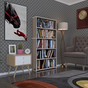 Kitaplık Süper Ga 150*80*19 Crd 5 Katlı Tek Bölme Çift Bölme Opsiyonlu Ofis Mutfak Banyo Dolabı Arkalıksız Beyaz