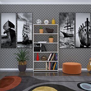 Kitaplık Süper Ga 150*80*19 Crd 5 Katlı Tek Bölme Çift Bölme Opsiyonlu Ofis Mutfak Banyo Dolabı Arkalıksız Beyaz