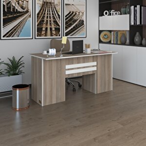 Ofis Masası Pat Morita Crd 75*170*60 Raflı Dolap Çiftli Şeritli Bilgisayar Çalışma Masası Cordoba