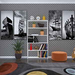 Kitaplık Süper Ga 150*80*19 Byz 5 Katlı Tek Bölme Çift Bölme Opsiyonlu Ofis Mutfak Banyo Dolabı Arkalıksız Beyaz