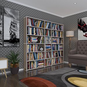 Kitaplık Süper Ga 180*200*19 Crd 6 Katlı 3 Bölme Çift Bölme Opsiyonlu Ofis Mutfak Banyo Dolabı Arkalıksız Beyaz