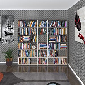 Kitaplık Süper Ga 180*200*19 Crd 6 Katlı 3 Bölme Çift Bölme Opsiyonlu Ofis Mutfak Banyo Dolabı Arkalıksız Beyaz