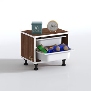 Sepetli Mutfak Dolabı Ruberu Cvz 038x45x30 Banyo Oyuncak Çamaşır Beyaz 2 Li Sepet Ceviz