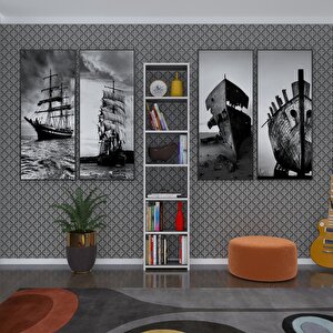Kitaplık Süper Ga 180*40*19 Gri 6 Katlı Tek Bölme Çift Bölme Opsiyonlu Ofis Mutfak Banyo Dolabı Arkalıksız Beyaz