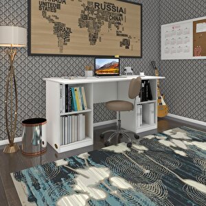 Ofis Masası Masi Oka Byz 75*170*80 Raflı Dolap Çiftli Bilgisayar Çalışma Masası Beyaz