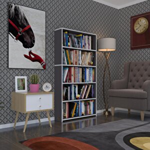 Kitaplık Süper Ga 150*80*19 Gri 5 Katlı Tek Bölme Çift Bölme Opsiyonlu Ofis Mutfak Banyo Dolabı Arkalıksız Beyaz