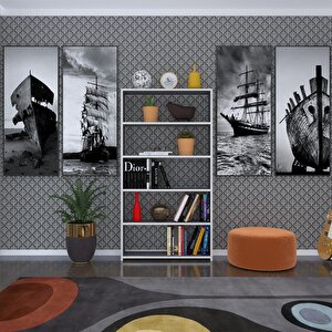Kitaplık Süper Ga 150*80*19 Gri 5 Katlı Tek Bölme Çift Bölme Opsiyonlu Ofis Mutfak Banyo Dolabı Arkalıksız Beyaz