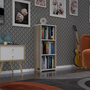 Kitaplık Süper Ga 090*40*19 Crd 3 Katlı Tek Bölme Ofis Mutfak Banyo Dolabı Arkalıksız Beyaz