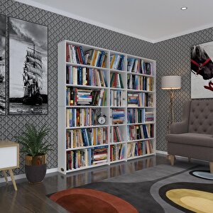 Kitaplık Süper Ga 180*200*19 Byz 6 Katlı 3 Bölme Çift Bölme Opsiyonlu Ofis Mutfak Banyo Dolabı Arkalıksız Beyaz