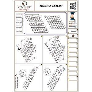 Kitaplık Süper Ga 180*200*19 Byz 6 Katlı 3 Bölme Çift Bölme Opsiyonlu Ofis Mutfak Banyo Dolabı Arkalıksız Beyaz