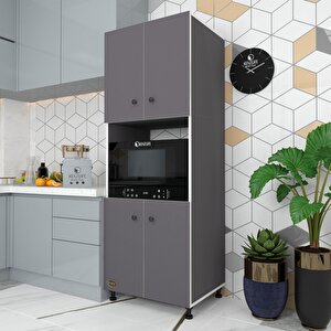 Fırın Dolabı Cahide Gri 180*65*50 Mutfak Xlarge Ayaklı Banyo Kiler Ofis Gri