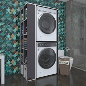 Çamaşır-kurutma Makinesi Dolabı Bolodenka Sol Gri 180*090*60 Banyo Kapaksız Arkalıksız Gri