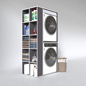 Çamaşır-kurutma Makinesi Dolabı Bolodenka Sol Gri 180*090*60 Banyo Kapaksız Arkalıksız Gri