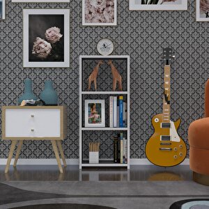 Kitaplık Süper Ga 090*40*19 Gri 3 Katlı Tek Bölme Ofis Mutfak Banyo Dolabı Arkalıksız Beyaz