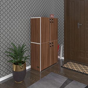 Ayakkabılık Ayakkabı Dolabı Kilitli Gutan Cvz 120*70*32 Kapaklı Ofis Dolabı Iki Bölme Ceviz