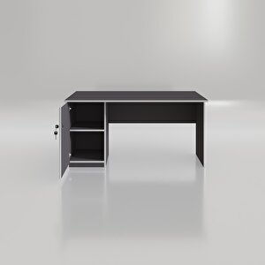Ofis Masası Yoko Ono Gri Sol 75*170*80 Kilitli Kapaklı Dolap Eşkenar Bilgisayar Çalışma Masası Gri