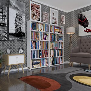 Kitaplık Süper Ga 150*160*19 Byz 5 Katlı 2 Bölme Çift Bölme Opsiyonlu Ofis Mutfak Banyo Dolabı Arkalıksız Beyaz