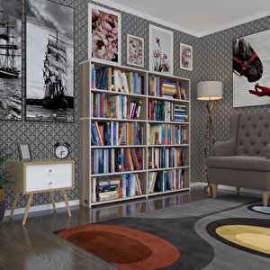 Kitaplık Süper Ga 150*160*19 Crd 5 Katlı 2 Bölme Çift Bölme Opsiyonlu Ofis Mutfak Banyo Dolabı Arkalıksız Beyaz