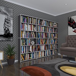 Kitaplık Süper Ga 180*240*19 Gri 6 Katlı 3 Bölme Çift Bölme Opsiyonlu Ofis Mutfak Banyo Dolabı Arkalıksız Beyaz