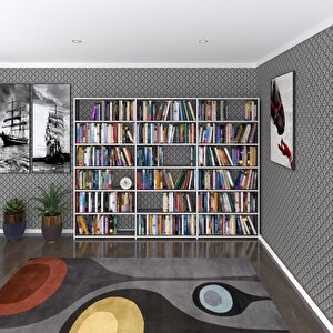 Kitaplık Süper Ga 180*240*19 Gri 6 Katlı 3 Bölme Çift Bölme Opsiyonlu Ofis Mutfak Banyo Dolabı Arkalıksız Beyaz