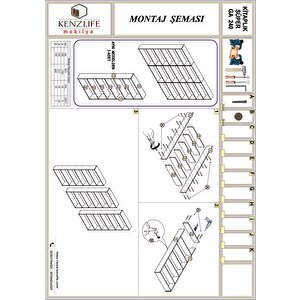 Kitaplık Süper Ga 180*240*19 Gri 6 Katlı 3 Bölme Çift Bölme Opsiyonlu Ofis Mutfak Banyo Dolabı Arkalıksız Beyaz
