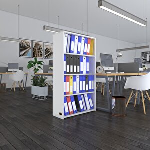 Klasörlük Raflı Erlinay Byz 140*80*30 Kitaplık Ofis Arkalıksız Beyaz