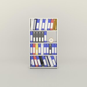 Klasörlük Raflı Erlinay Beyaz 140x30 Kitaplık Ofis Arkalıksız Beyaz