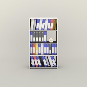 Klasörlük Raflı Erlinay Gri 140x30 Kitaplık Ofis Arkalıksız Gri
