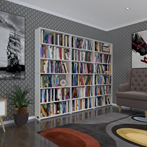 Kitaplık Süper Ga 180*240*19 Byz 6 Katlı 3 Bölme Çift Bölme Opsiyonlu Ofis Mutfak Banyo Dolabı Arkalıksız Beyaz
