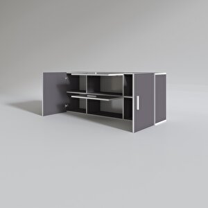 Hazır Mutfak Lucida Gri 060*150*32 Mutfak Banyo Dolabı Kapaklı Raflı Gri