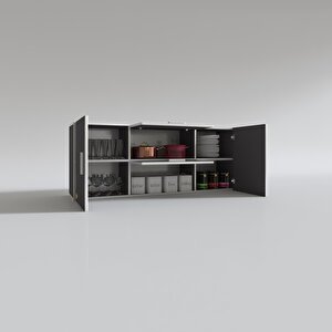 Hazır Mutfak Lucida Gri 060*150*32 Mutfak Banyo Dolabı Kapaklı Raflı Gri
