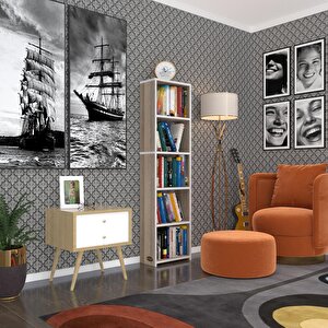 Kitaplık Süper Ga 150*40*19 Crd 5 Katlı Tek Bölme Çift Bölme Opsiyonlu Ofis Mutfak Banyo Dolabı Arkalıksız Beyaz