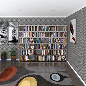 Kitaplık Süper Ga 180*240*19 Cvz 6 Katlı 3 Bölme Çift Bölme Opsiyonlu Ofis Mutfak Banyo Dolabı Arkalıksız Beyaz