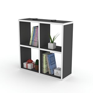 Kitaplık Gülbin 060*060*20 Gri Duvar Rafı Beyaz