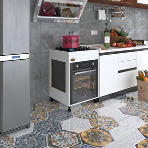 Ankastre Modülü Kabini Haya Busa3 Byz 85*60*56 Fırın Ocak Dolabı Ayarlı Ayaklı Üstten Beyaz