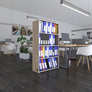 Klasörlük Raflı Erlinay Crd 140*80*30 Kitaplık Ofis Arkalıksız Beyaz