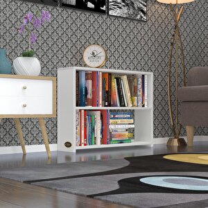 Kitaplık Süper Ga 060*80*19 Byz 2 Katlı Tek Bölme Ofis Mutfak Banyo Dolabı Arkalıksız Beyaz