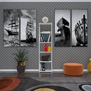Kitaplık Süper Ga 150*40*19 Byz 5 Katlı Tek Bölme Çift Bölme Opsiyonlu Ofis Mutfak Banyo Dolabı Arkalıksız Beyaz