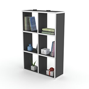 Kitaplık Güher 090*060*20 Gri Duvar Rafı Beyaz